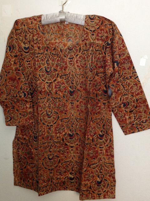 Bengali Cotton Kurta, Kalamkari Indian Tunic For Women, BENGALI PRINT KURTI