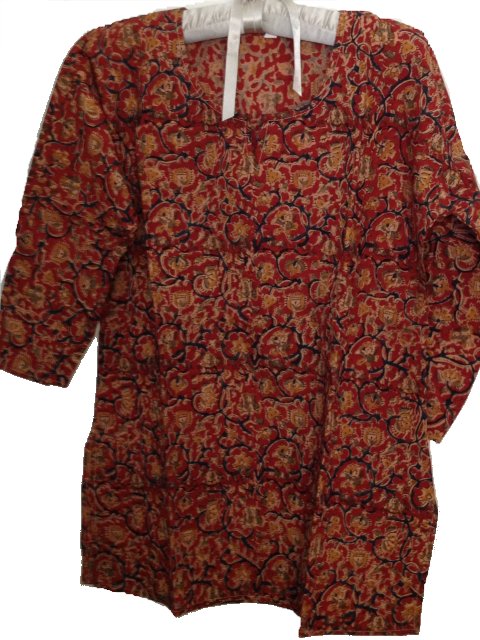 Cotton Kalamkari Kurti With Traditional Bengali Print, INDIAN KURTA